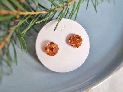 Braune Glitzer Ohrstecker