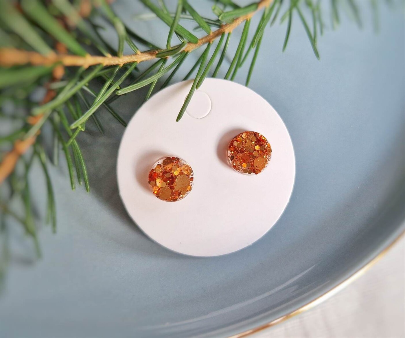 Braune Glitzer Ohrstecker