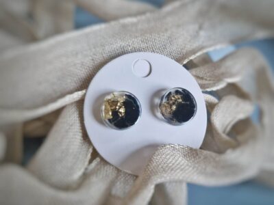 Silber Metallfolie mit schwarz in runden