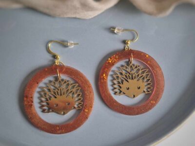 Braun-goldene Igel-Kreis-Ohrringe