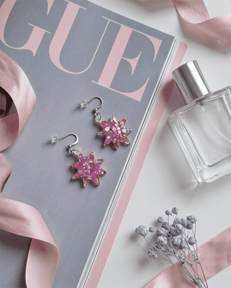 Glitzerohrringe "Pinke Sterne" – Bild 4