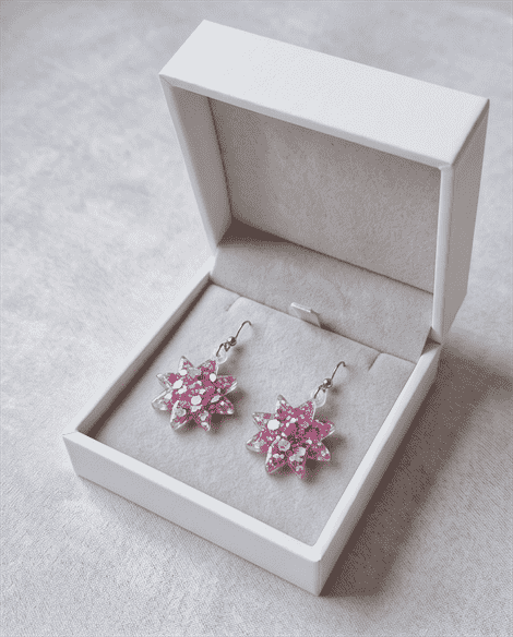 Glitzerohrringe "Pinke Sterne" – Bild 2