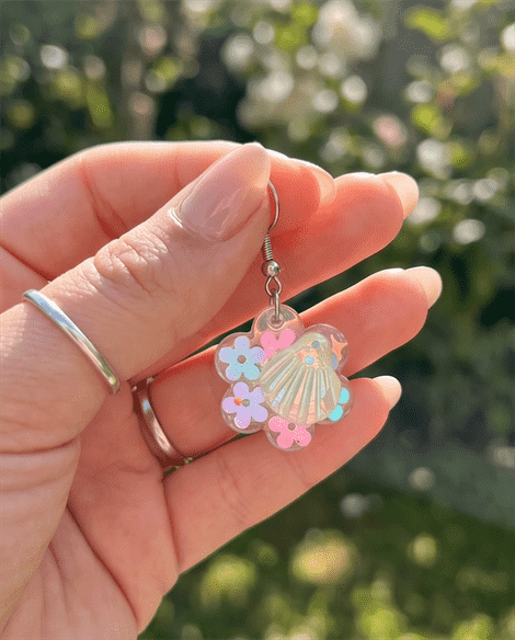 Ohrringe "Pastell-Blumen-Glitzer" – Bild 3