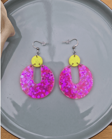 Boho-Ohrringe "Neon Barbie" – Bild 5