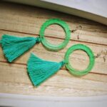 Hippie oder Boho Ohrringe , seegrüne kreisohrhänger - handgefertigt aus NRW